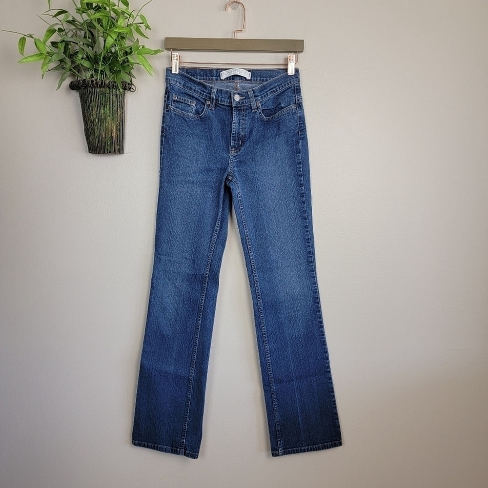 Express Riot Siren Boot Bootcut Medium Wash Stretch Mid Rise Jeans Y2K Vintage 0